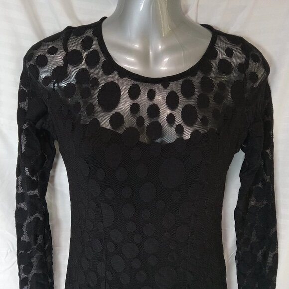 ASOS Women's Size 10 Dress Black Polka Dot Witchy Goth Y2K Stretchy Lace - Picture 2 of 8